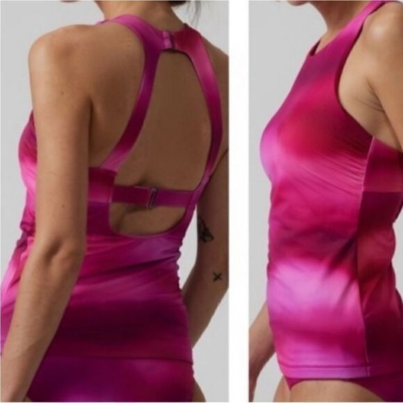 NWOT Athleta Maldives Bra Cup 34 B/C Pink/Magenta Tankini Swim Top! ❤️ - Picture 3 of 9